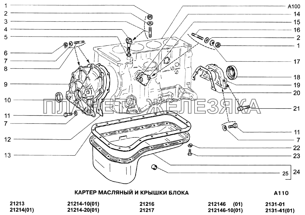 Картер масляный и крышки блока ВАЗ-21213-214i